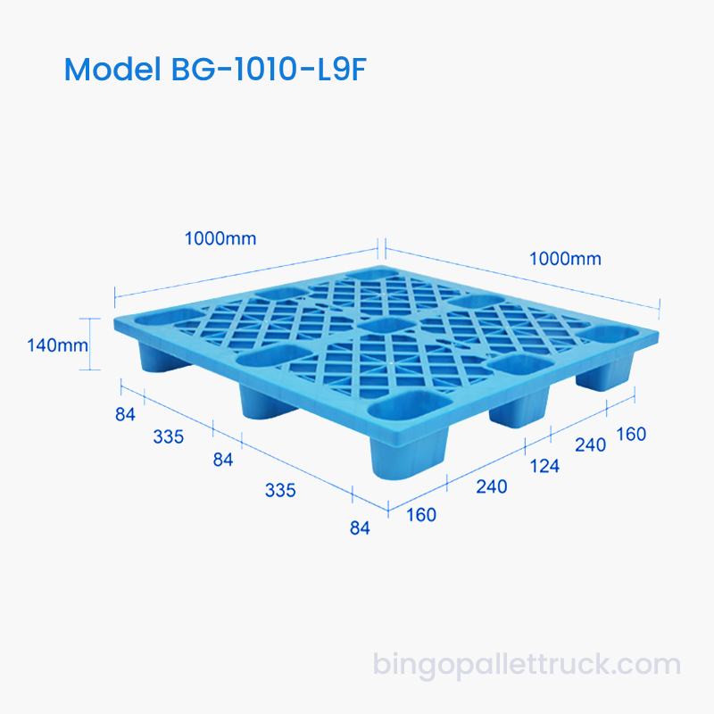 Легкий пластиковый поддон HDPE 1000x1000 мм с четырехсторонним входом для вилочного погрузчика