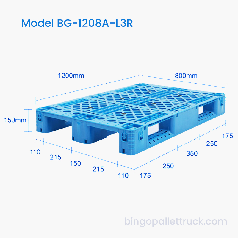 Легкий пластиковый поддон с 3 направляющими 1200x800 мм