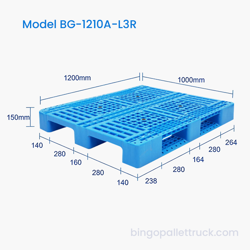 Легкий пластиковый поддон с 3 бегунками 1200x1000 мм для склада