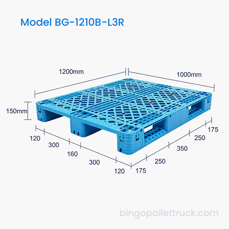 Пластиковый поддон 1200x1000 мм со стальной арматурой для склада