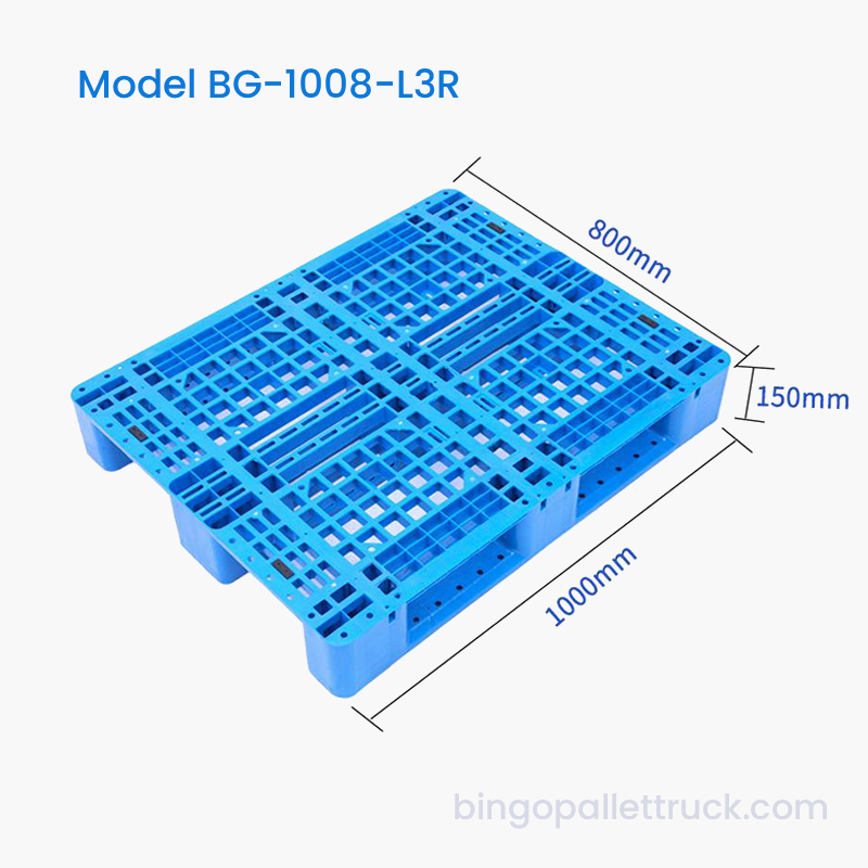 Пластиковый поддон из HDPE с 3 направляющими 1000 × 800 мм для складских стеллажей