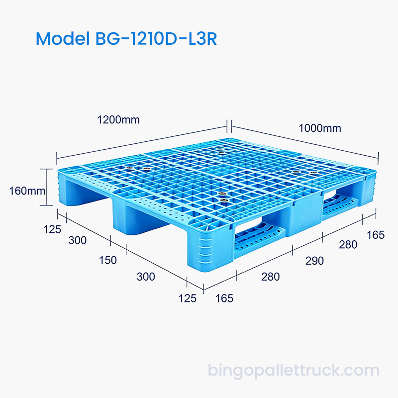 1200x1000 мм 3-х направляющий пластиковый поддон, армированный сталью