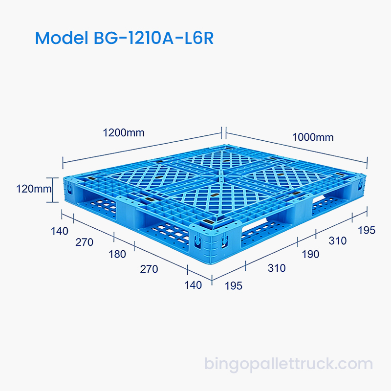 Пластиковый поддон с шестью направляющими 1200x1000 мм для использования в логистике