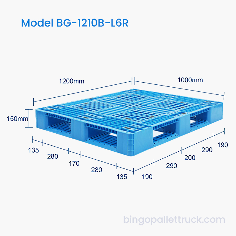 Легкий пластиковый поддон с шестью направляющими 1200 × 1000 мм